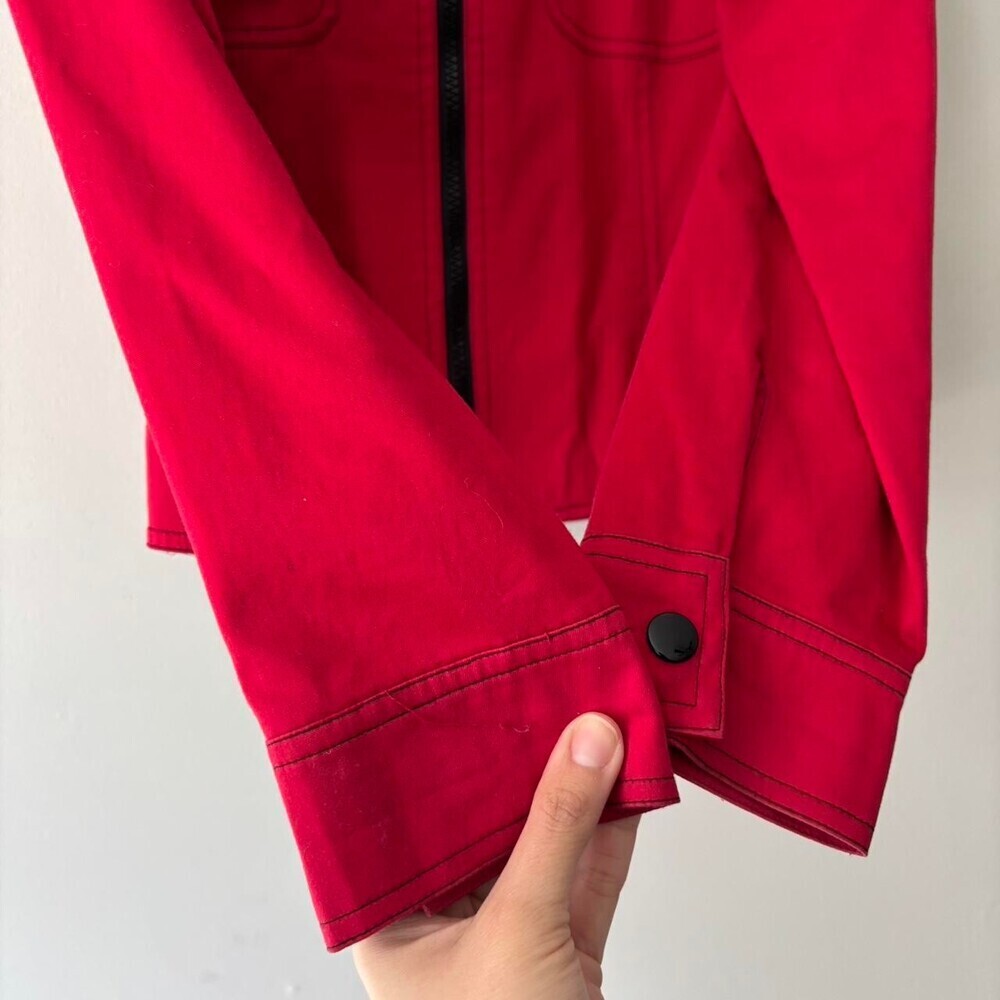 Vintage Euro Red Whimsigoth Zip Up Grunge Biker Cotton Streetwear Jacket Medium - Picture 6 of 10